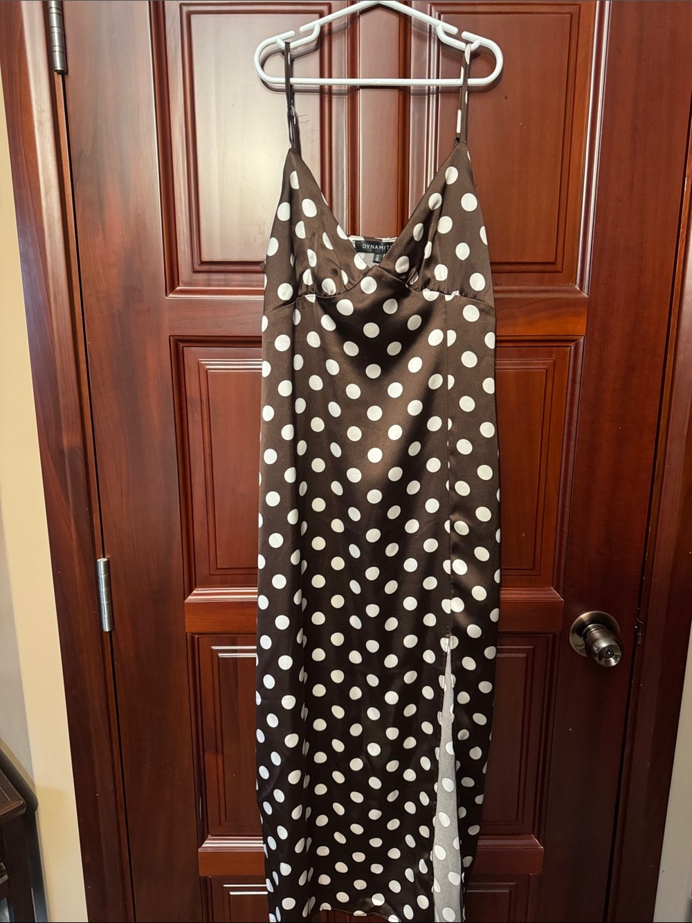 Dynamite Polka Dot Slip Dress - Brown & White